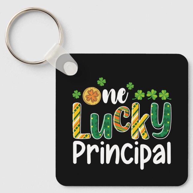 One Lucky Principal School St Patrick's Day Keychain (Front)
