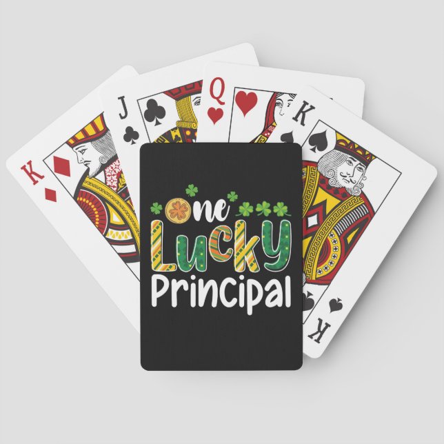 One Lucky Principal School St Patrick's Day Playing Cards (Back)