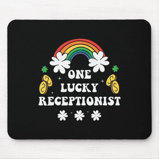 One Lucky Receptionist Cute St Patricks Day Irish  Mouse Pad (Front)