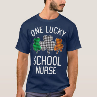 One Lucky School Nurse St Patrick's Day Irish Flag T-Shirt