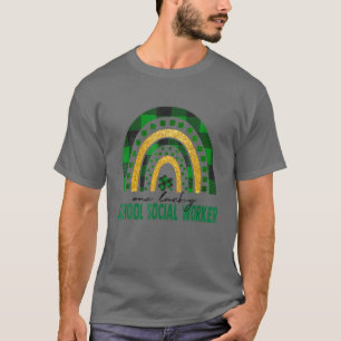 One Lucky School Social Worker Rainbow St Patricks T-Shirt