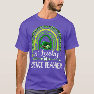 One Lucky Science Teacher Leopard Rainbow St T-Shirt