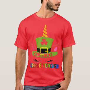 One Lucky Science Teacher Unicorn Face St Patricks T-Shirt