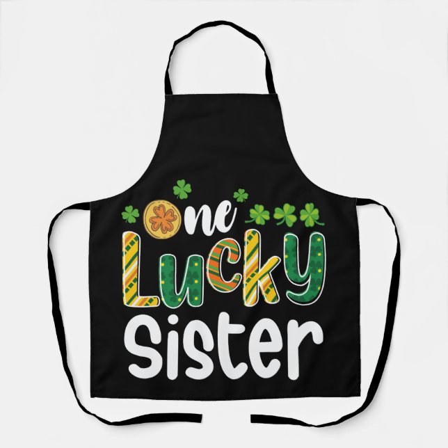 One Lucky Sister Matching Family St Patrick's Day Apron (Front)