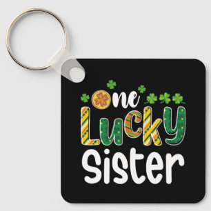 One Lucky Sister Matching Family St Patrick's Day Keychain
