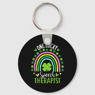 One Lucky Speech Therapist Rainbow St Patricks Day Keychain