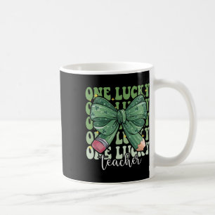 One Lucky Teacher Coquette Bow St Patricks Day Tea Coffee Mug