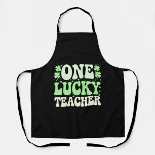 One Lucky Teacher Groovy Retro Teacher St Patricks Apron
