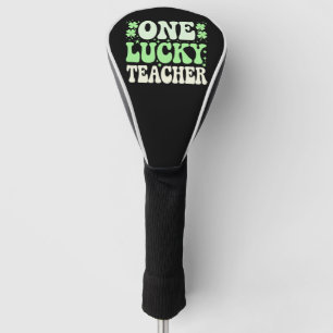 One Lucky Teacher Groovy Retro Teacher St Patricks Golf Head Cover