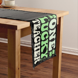 One Lucky Teacher Groovy Retro Teacher St Patricks Short Table Runner