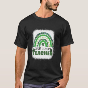 One Lucky Teacher Leopard Rainbow St Patrick’S Day T-Shirt