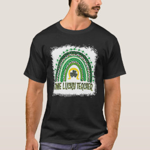 One Lucky Teacher Leopard Rainbow St Patrick's Day T-Shirt