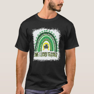 One Lucky Teacher Leopard Rainbow St Patrick's Day T-Shirt