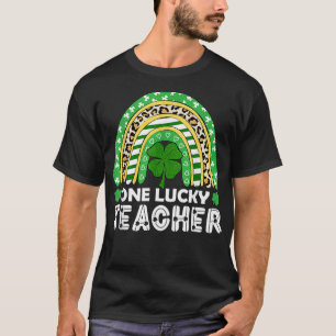 One Lucky Teacher Rainbow Leopard St Patricku2019s T-Shirt