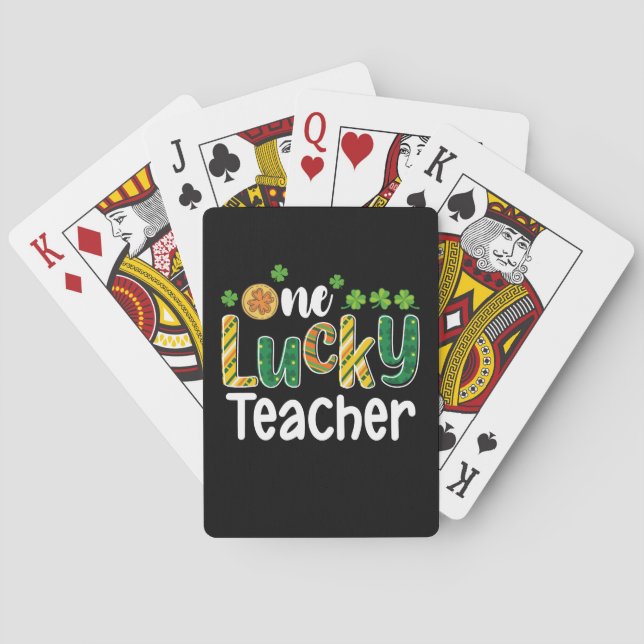 One Lucky Teacher School St Patrick's Day Playing Cards (Back)