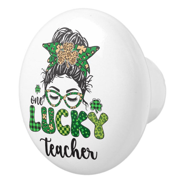 One Lucky Teacher - St. Patrick's Day Ceramic Knob (Right)