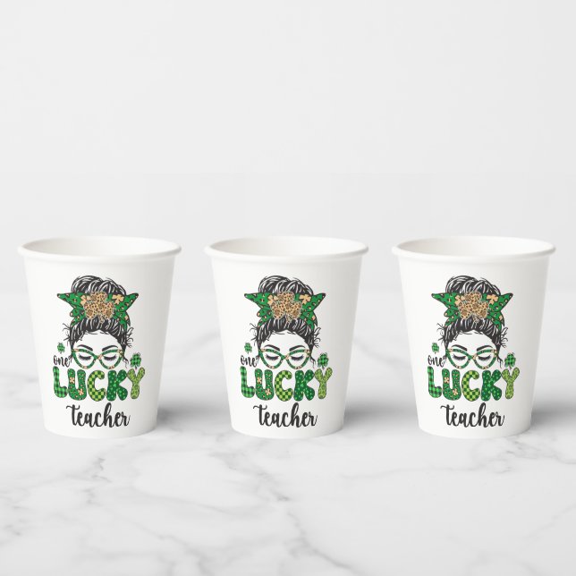 One Lucky Teacher - St. Patrick's Day Paper Cups (Multi)