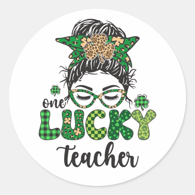 One Lucky Teacher - St. Patrick's Day Sticker (Front)