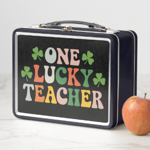 One Lucky Teacher Teaching Retro St Patrick's Day Metal Lunch Box