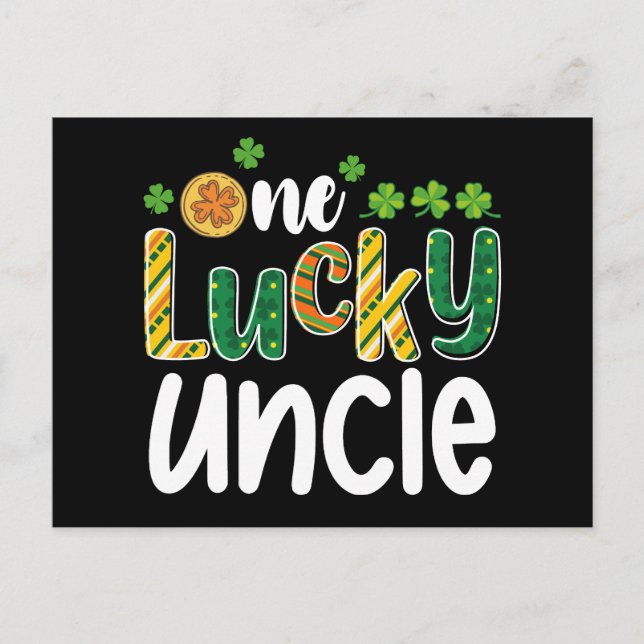 One Lucky Uncle Matching Family St Patrick's Day Postcard (Front)