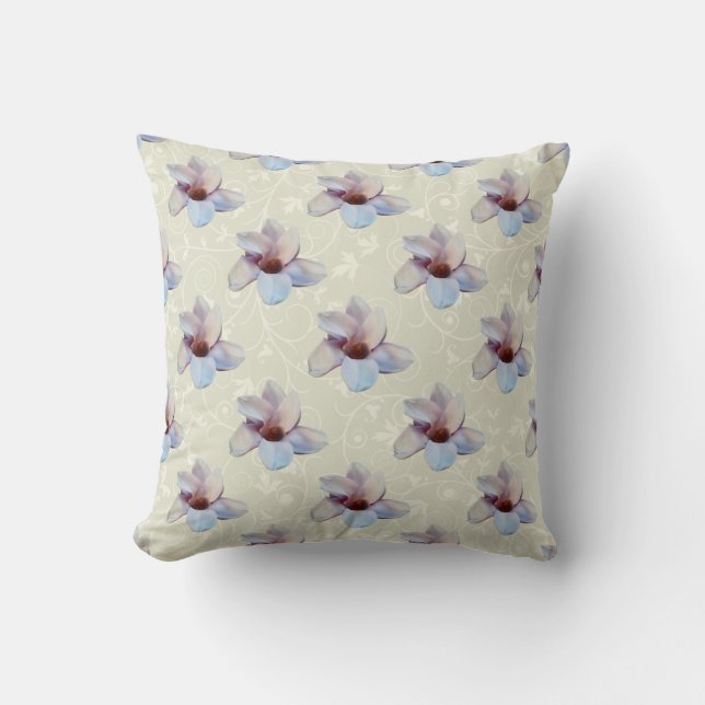 One Magnolia Blossom Throw Pillow (Front)