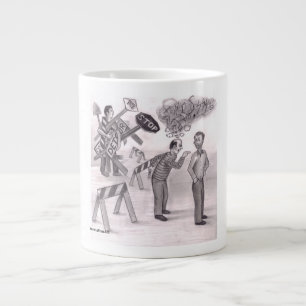 One Man Angry Pointing a Finger at Another Man Sta Large Coffee Mug