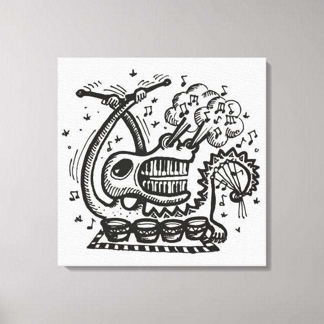 One Man Band Dragon Canvas Print (Front)