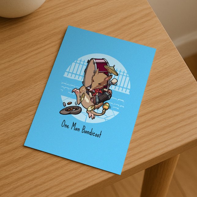 One Man Bandicoot Accordion And Drum Band Cartoon Postcard (Creator Uploaded)