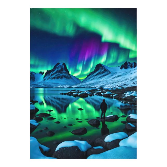 One Man, Infinite Northern Lights Wonders Photo Print (Front)