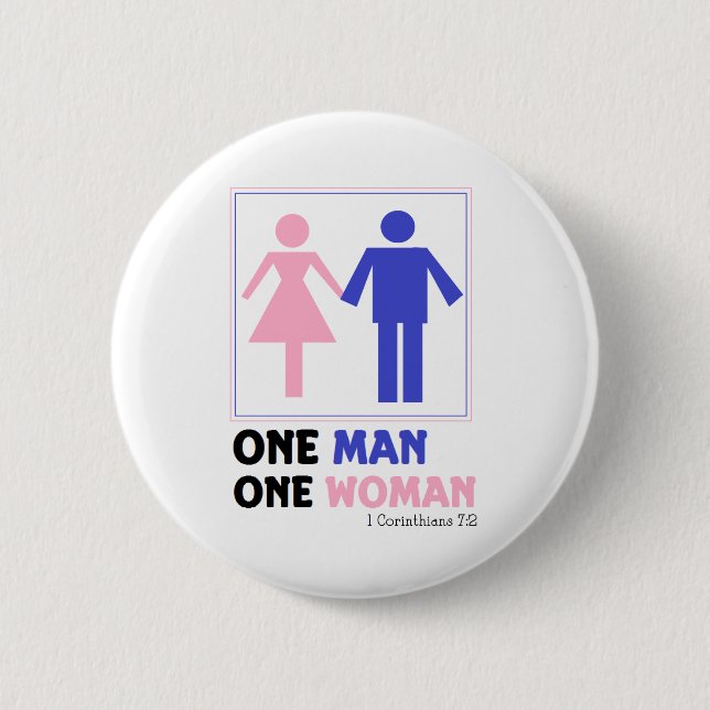 One Man One Woman 2 Inch Round Button (Front)