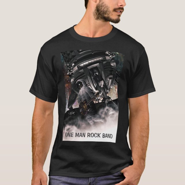 One Man Rock Band. Astronaut playing guitar T-Shirt (Front)