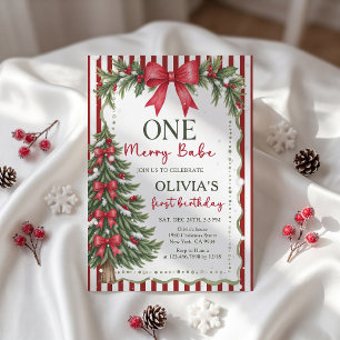 One Merry Babe Christmas Birthday Invitation