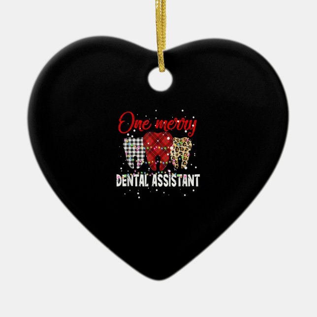 One Merry Dental Assistant Christmas Buffalo leopa Ceramic Ornament (Front)