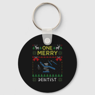 One Merry Dentist Dental Doctor Ugly Christmas Swe Keychain