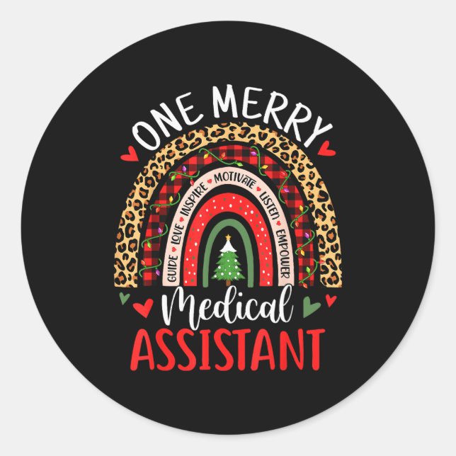 One Merry Medical Istant Rainbow Christmas Cma Nur Classic Round Sticker (Front)