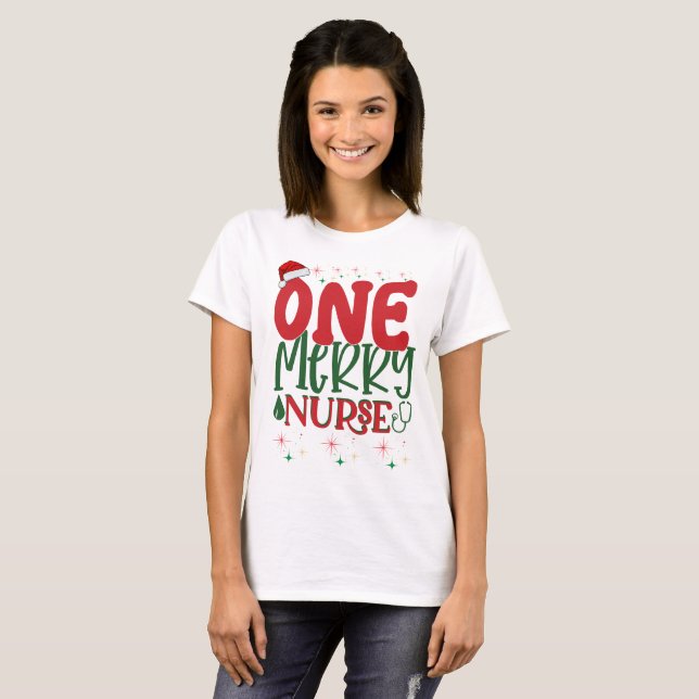 One Merry Nurse Christmas Gift T-Shirt (Front Full)