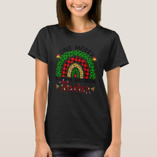 One Merry Physical Education Teacher Leopard Rainb T-Shirt