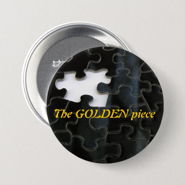One Missing Puzzle Piece Black and White Photo 3 Inch Round Button (Front & Back)