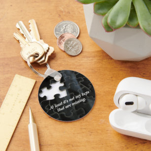 One Missing Puzzle Piece Black White Photo Custom Keychain