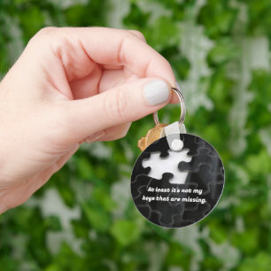 One Missing Puzzle Piece Black White Photo Custom Keychain
