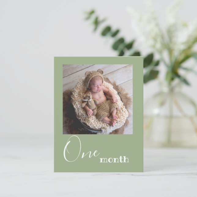 One Month Photo First Birthday Banner Card (Standing Front)