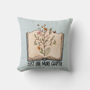 One more chapter book wild flowers butterfly  throw pillow
