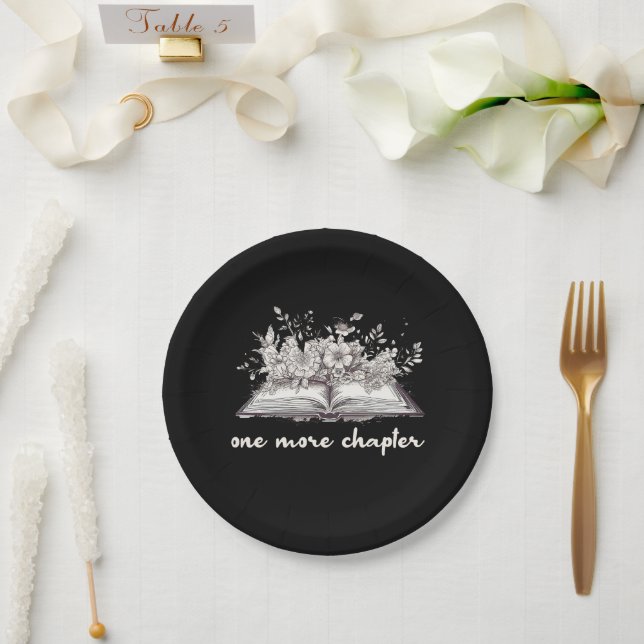 One More Chapter Book With Flowers  Paper Plate (Wedding)