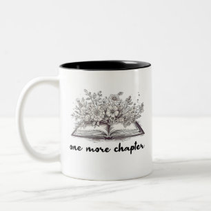 One More Chapter Book With Flowers  Two-Tone Coffee Mug