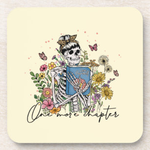 One More Chapter Floral Skeleton Coaster