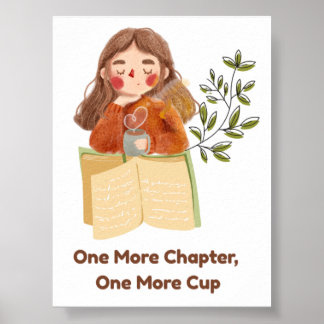 One More Chapter, One More Cup | Cozy Book Lover , Poster