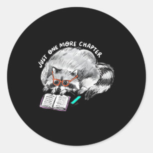 One more chapter raccoon reading funny book lover  classic round sticker