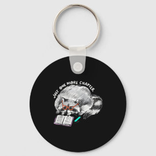 One more chapter raccoon reading funny book lover keychain
