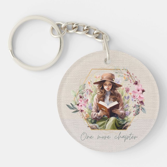 One More Chapter With Name Textured Background  Keychain (Front)
