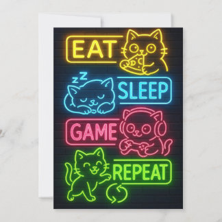 One More Game Grumpy Gamer Cat Funny Greeting Card
